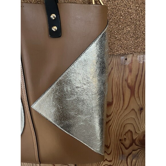 Orla Kiely Tote Bag in Leather and Metallic Brown  Women Tote NWT Anthropologie - Picture 4 of 11